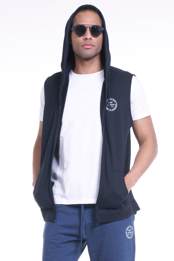 terry sleeveless hoodie