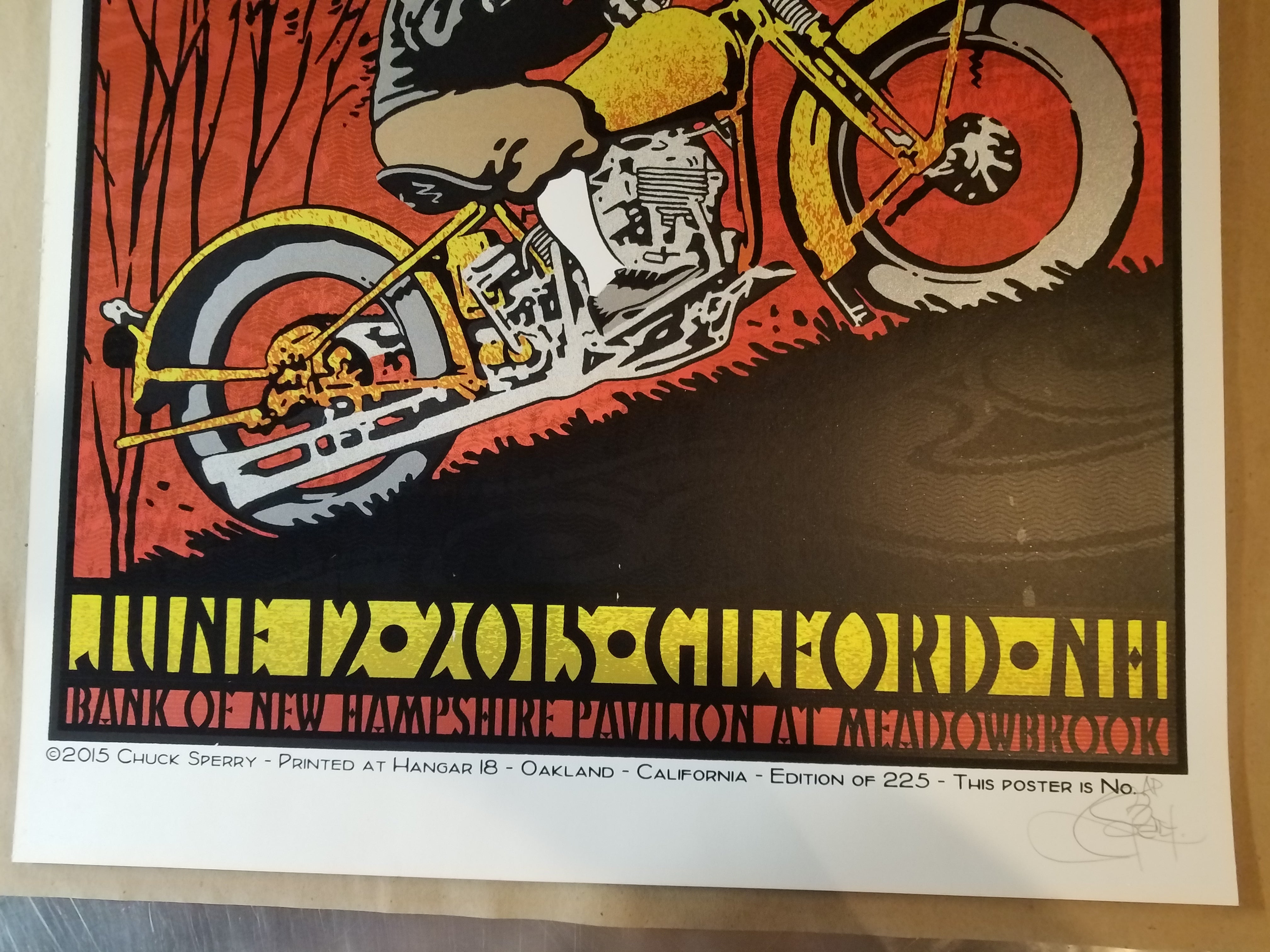 The Avett Brothers – Gilford, NH 2015 Limited Edition of 225, Signed and Numbered by the artist, Chuck Sperry Bank of New Hampshire Pavilion At Meadowbrook. 6-color Screen Print. Ready To Ship!