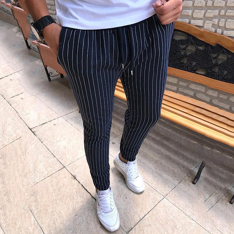 dark blue striped pants