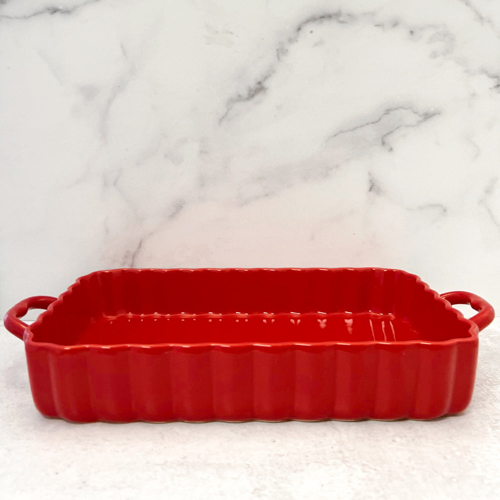  Crock Pot Denhoff Ribbed Rectangular Casserole Dish, 10-Inch,  Red : Everything Else