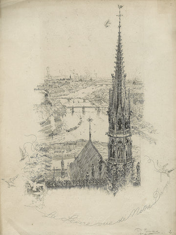 Charles Jouas - La Seine Vue de Notre Dame - spire of Notre-Dame - fleche de la cathedrale Notre-Dame.jpg