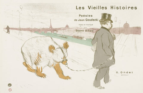 Henri de Toulouse-Laturec - Les Vielles Histoires - color lithograph - Desire Dihau - bassoon player with bear on a leash