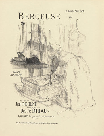 Henri de Toulouse-Lautrec - Desire Dihau - Jean Richepin - Berceuse - song sheet cover  - lithograph