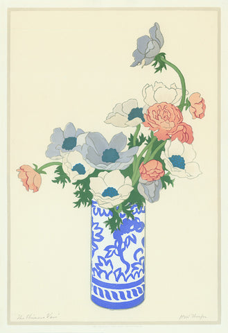 John Hall Thorpe - The Chinese Vase - color woodcut - still life - Australian British artist