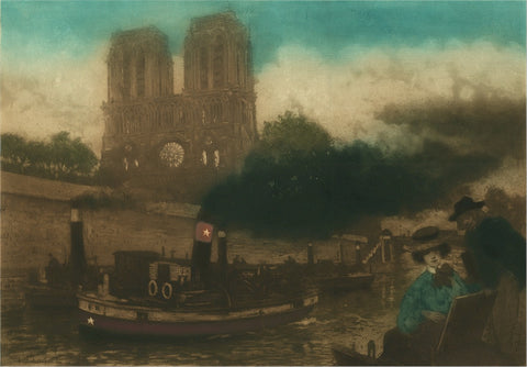 Notre-Dame at dusk - Lionello Balestrieri - Vue de Notre-Dame - color aquatint.jpg