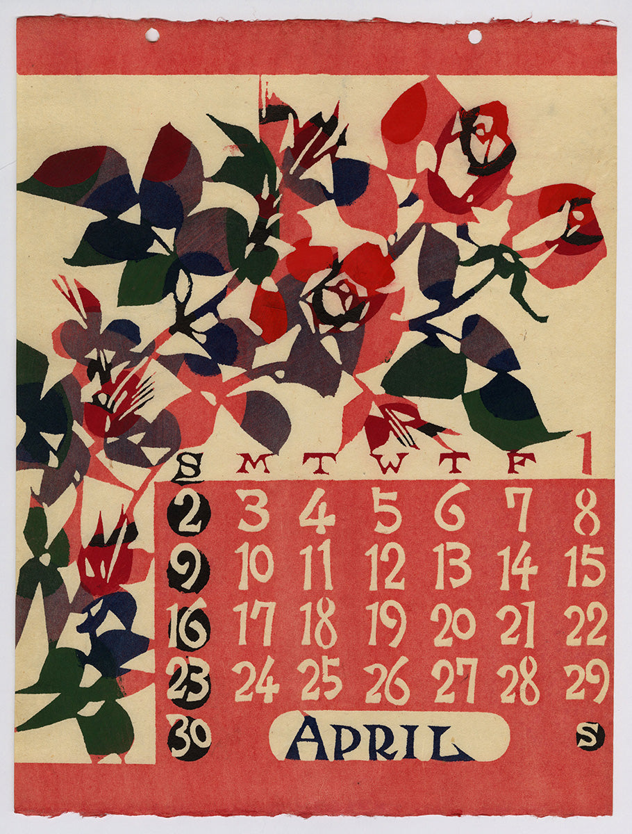 Keisuke Serizawa: March and April 1967 Calendar Pages, Katazome ...