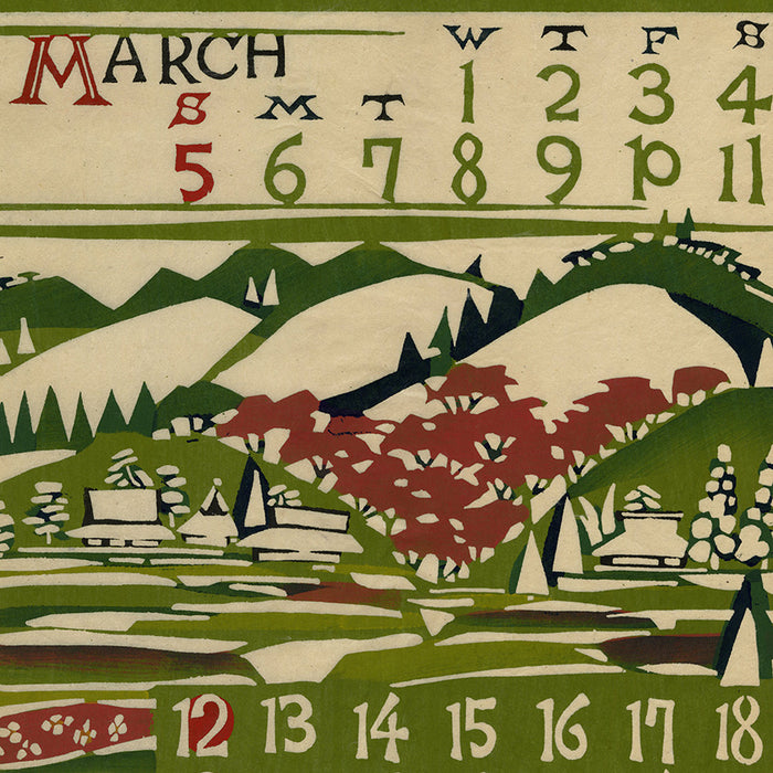Keisuke Serizawa: March and April 1967 Calendar Pages Katazome