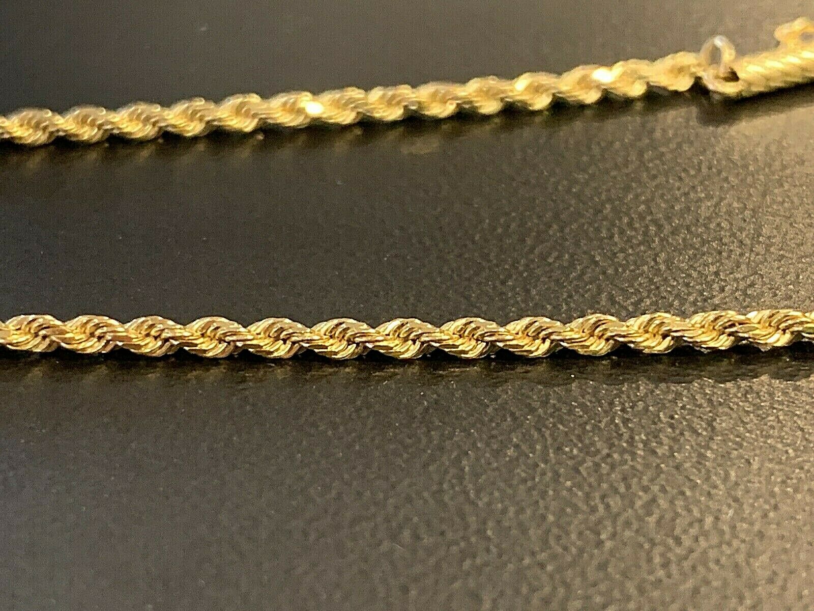 14k Solid Gold Diamond Cut Rope Chain 24 inch, 8.9 grams, 1.75 mm