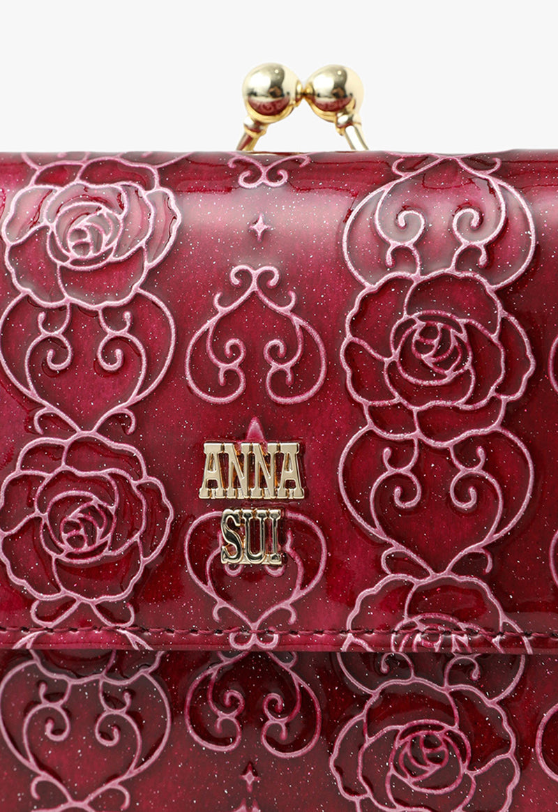 ANNA SUI アナスイ ローズハート 口金2つ折り財布 ラベンダー-