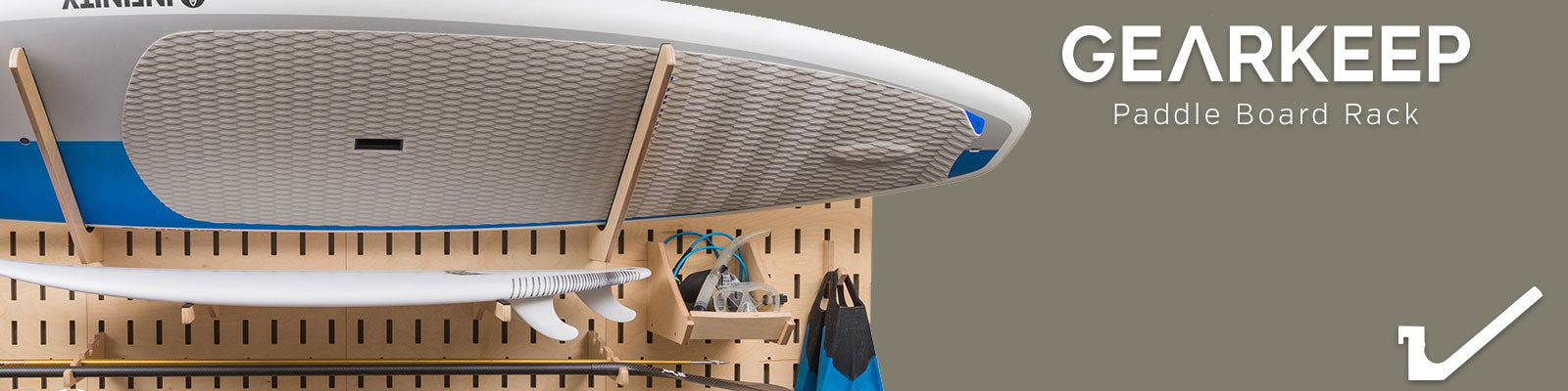 Paddle board rack for home organization or retail store fixture