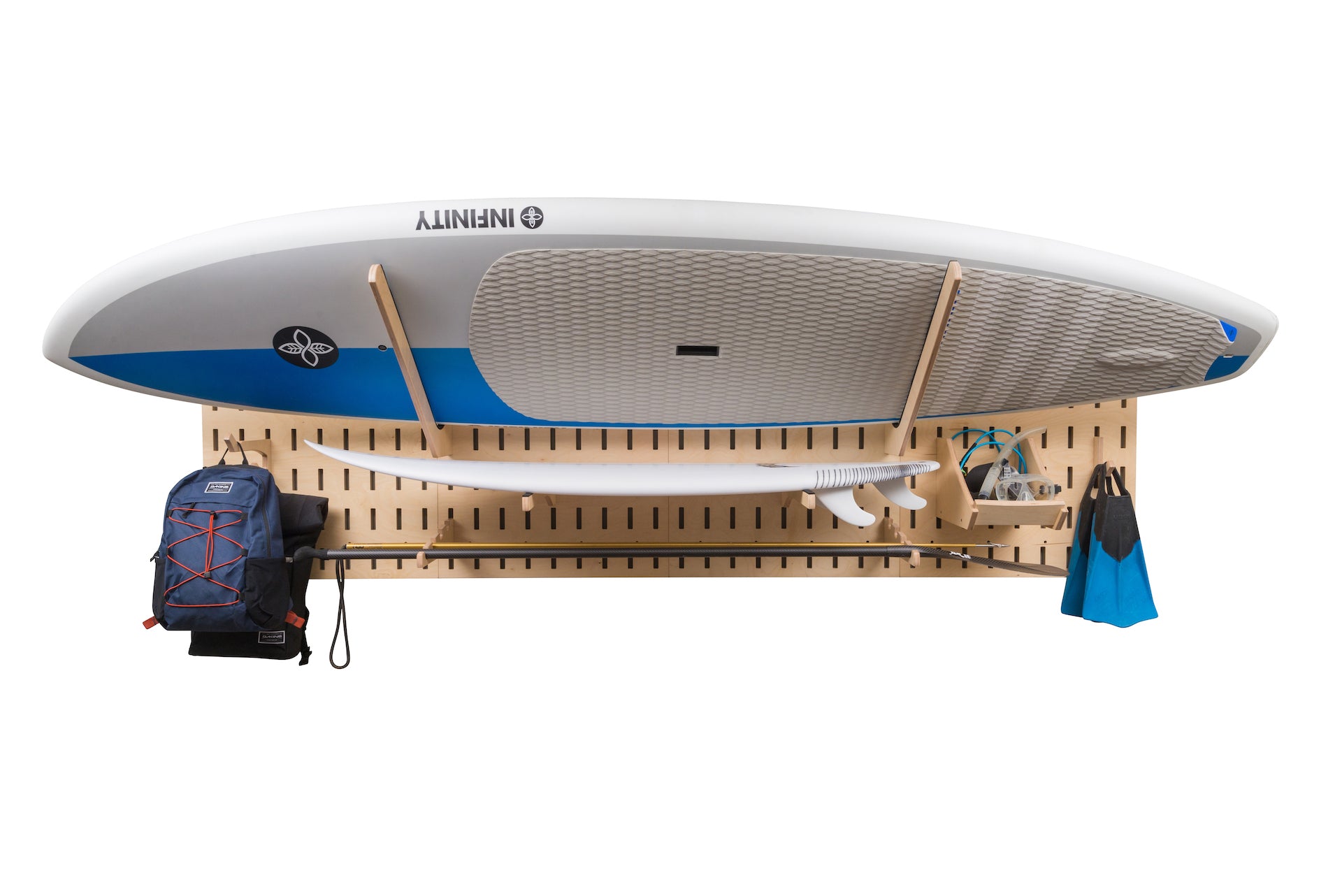paddle-board rack for home organization or retail store fixture