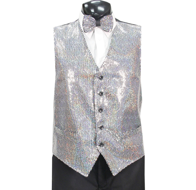 Silver Sequin Vest Set with Matching Bow Tie – Step 'N Style Fashion