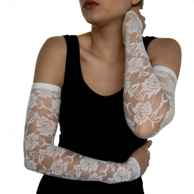 Black Mesh Rouche Arm Sleeves