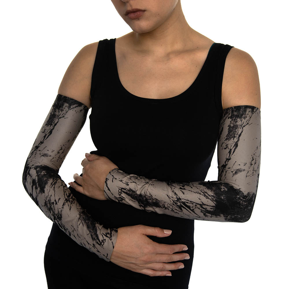 Black Mesh Rouche Arm Sleeves