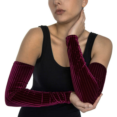 Magenta Ribbed Velvet Arm Sleeves, Alta 8