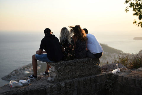 Friends sitting outside