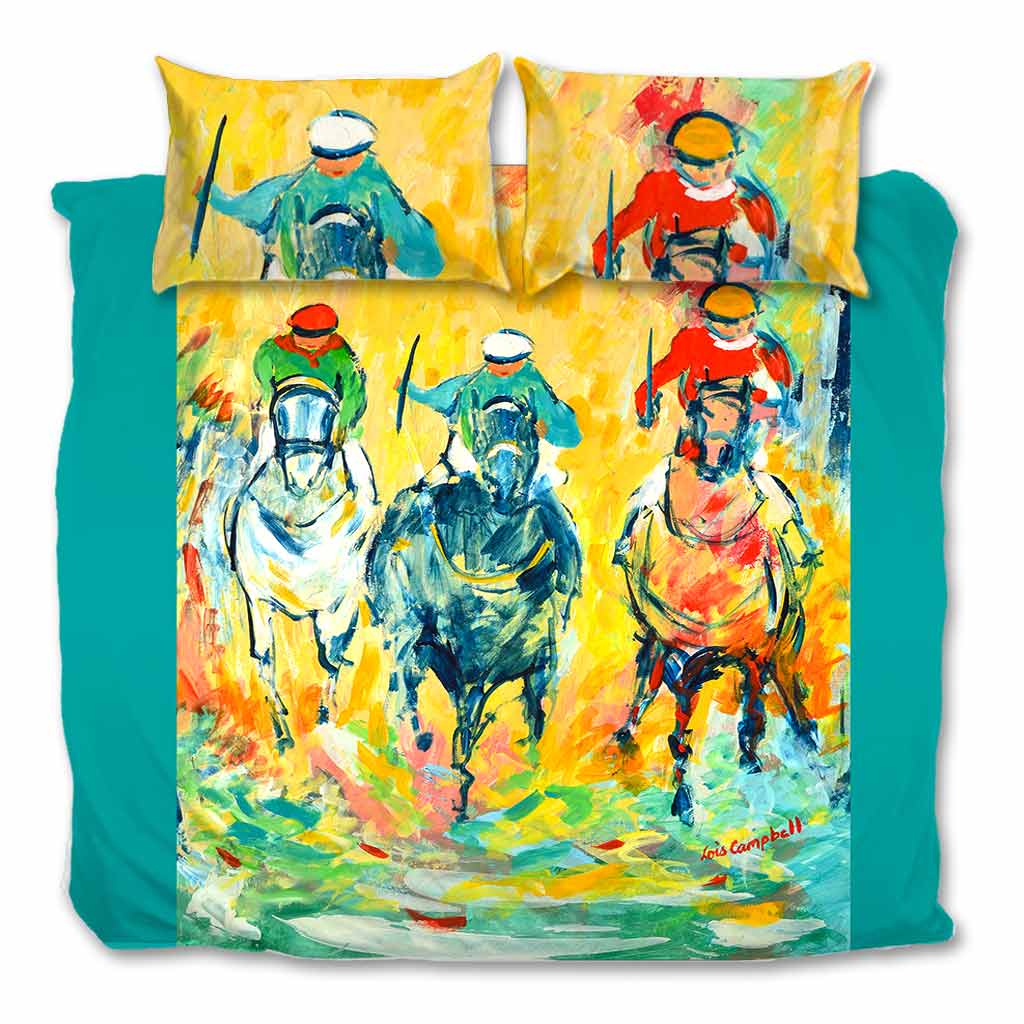 Bright Colourful Artistic Printed Horse Racing Bedding Sets