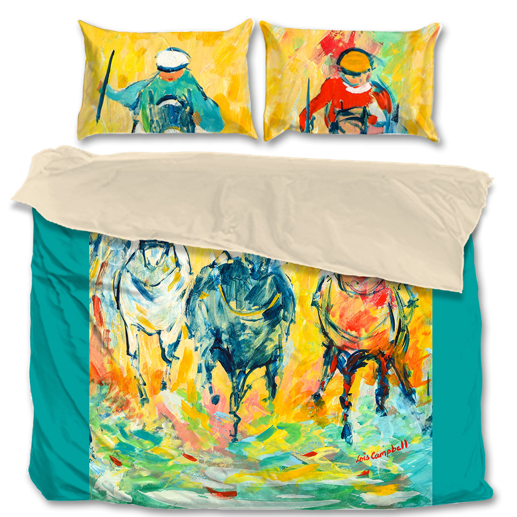 Bright Colourful Artistic Printed Horse Racing Bedding Sets
