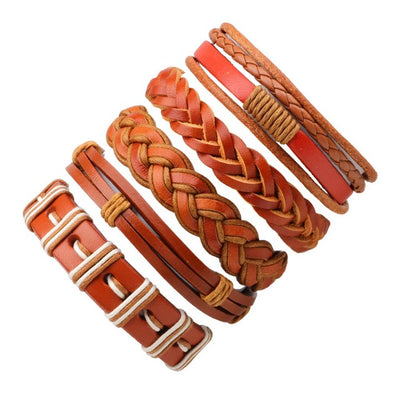 Men's Leather Bracelets - Trendy Multicolor 5|6 Pieces