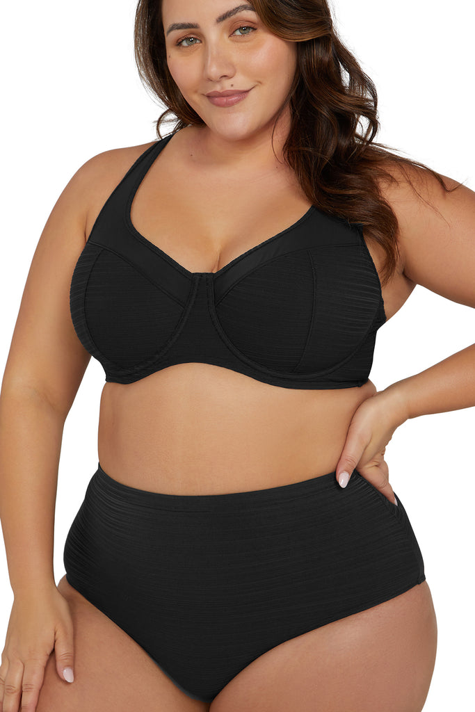 Artesands Aria Botticelli C-DD Cup Tankini Top - Black - Curvy Bras