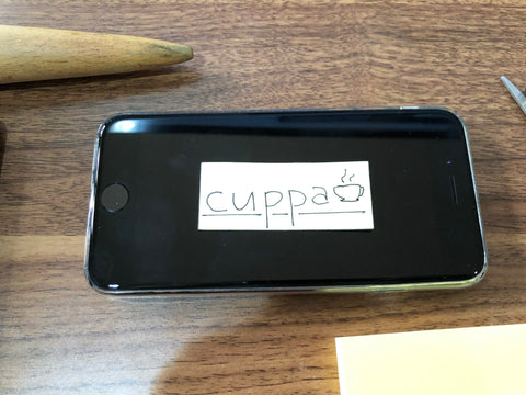 handwritten, raw sketch of the original Cuppa logo