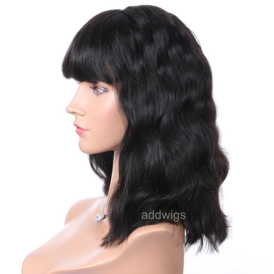 Wavy Short Bob Human Hair Lace Wigs UK 360 Wigs With Bang