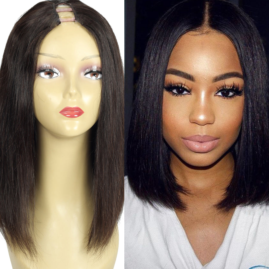 bob wig brazilian u part human hair wig natural color upart wigs