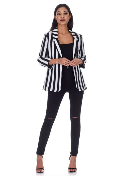 Black And White Striped Blazer Jacket – AX Paris
