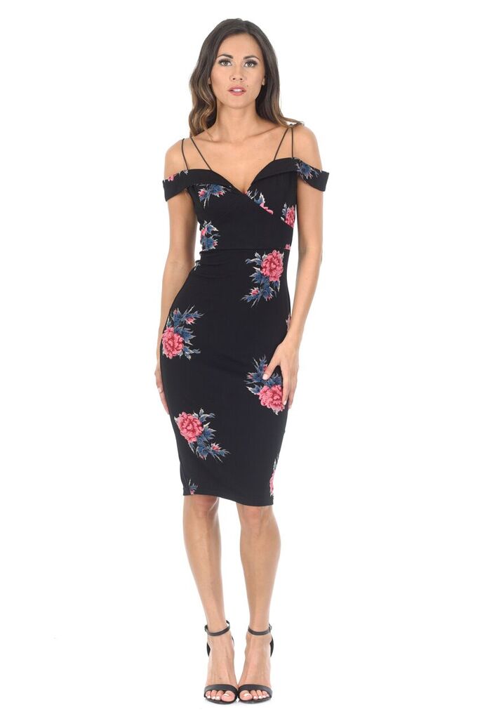 cold shoulder bodycon midi dress