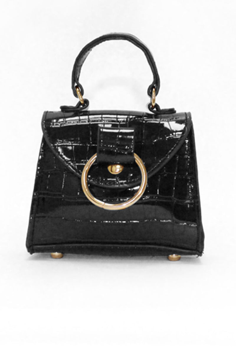 Download Black Croc Micro Mini Bag - AX Paris