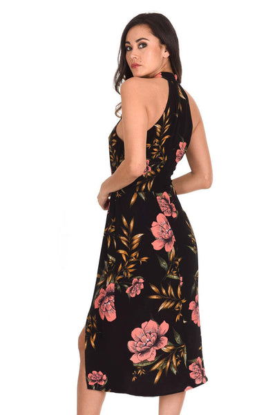 Black Floral Wrap Skirt Dress – AX Paris