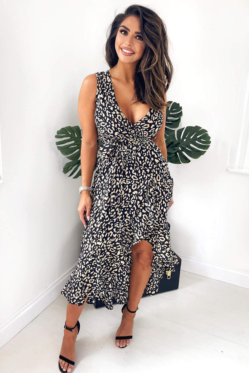 leopard print overall dress