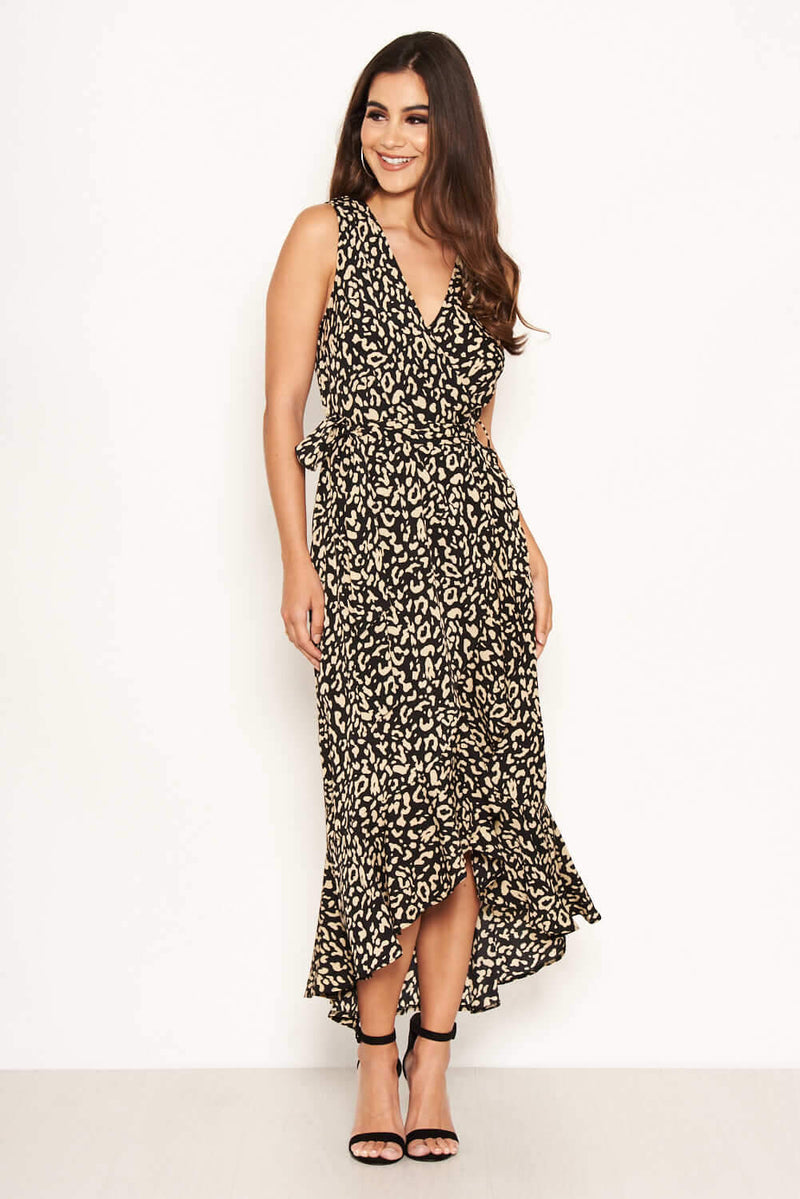 black and leopard dress