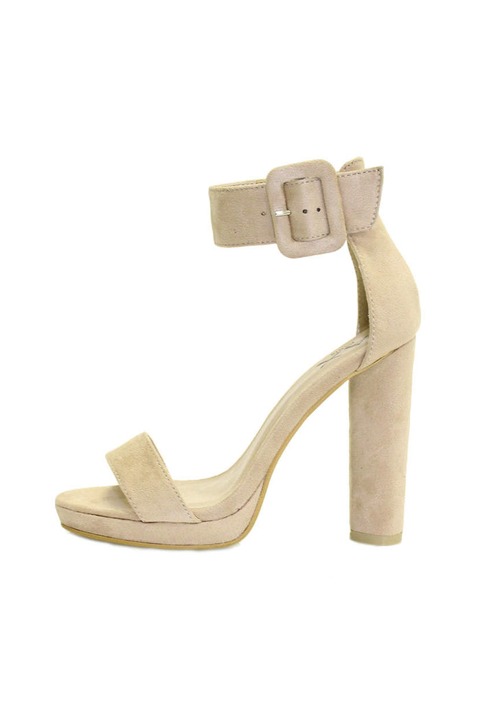 Cream Suede Heels With Chunky Heel – AX Paris