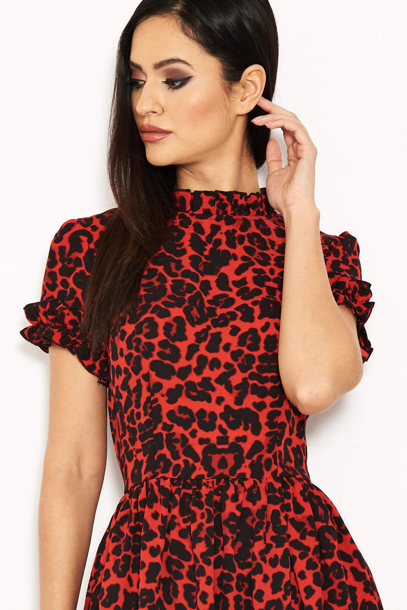 ax paris red animal print dress