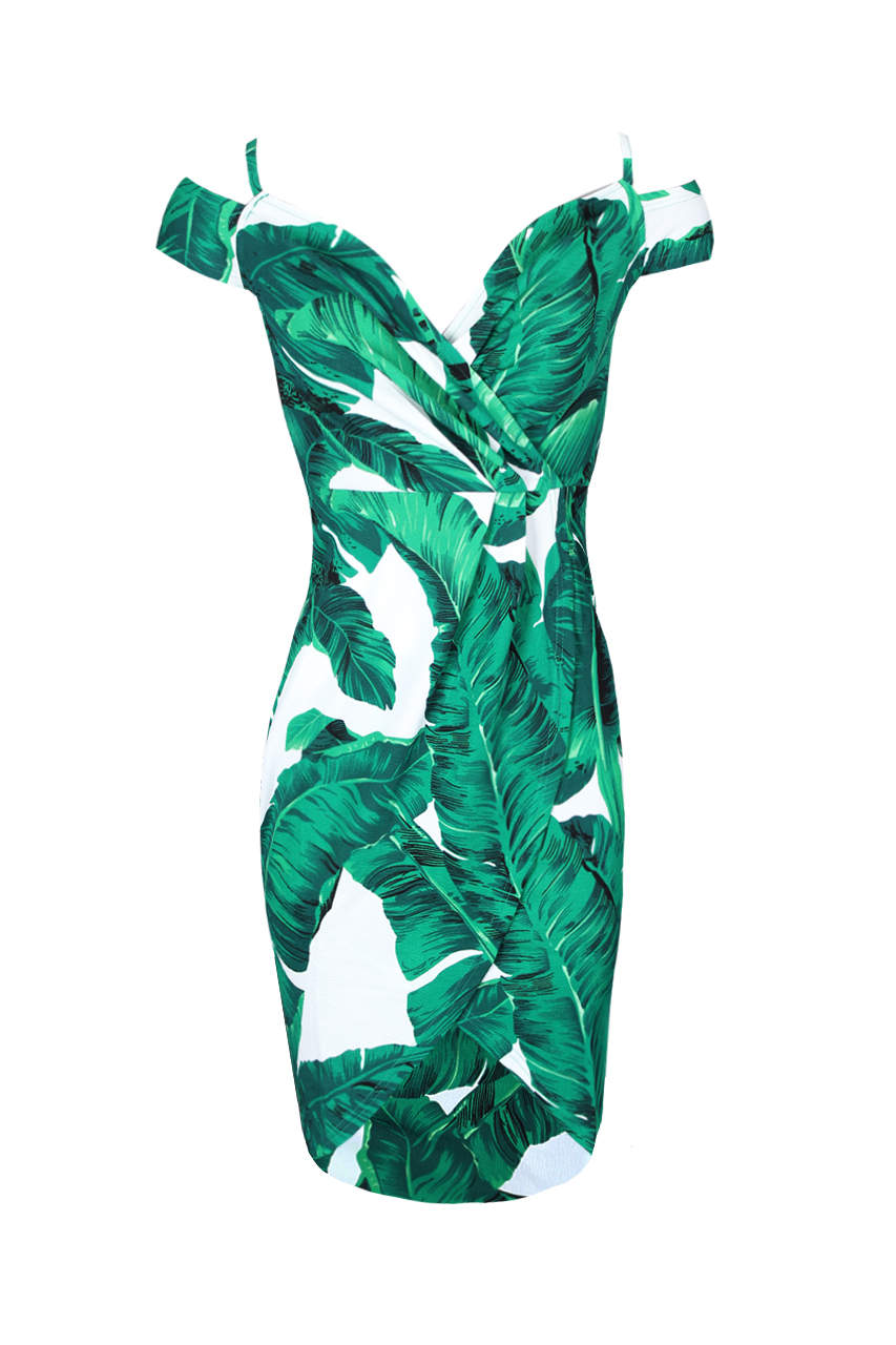 ax paris green leaf dress