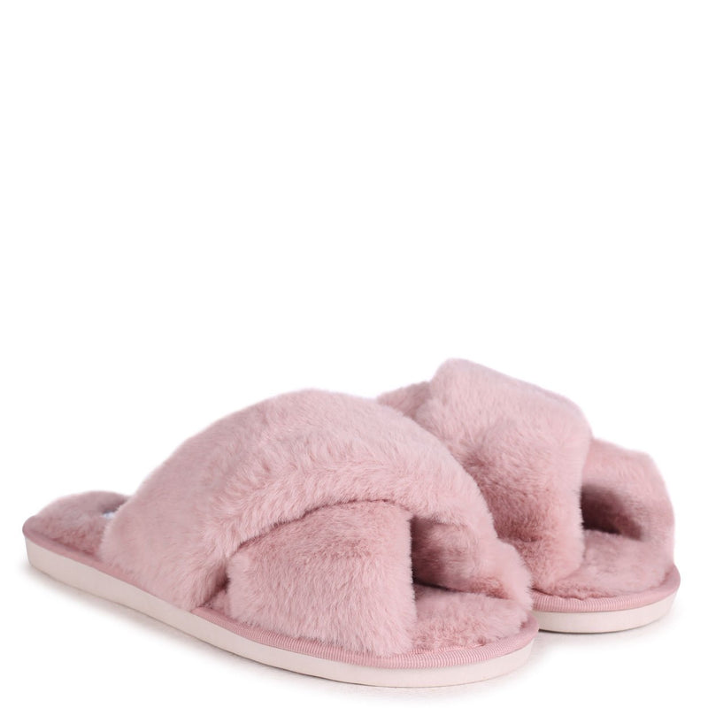 crossover fluffy slippers