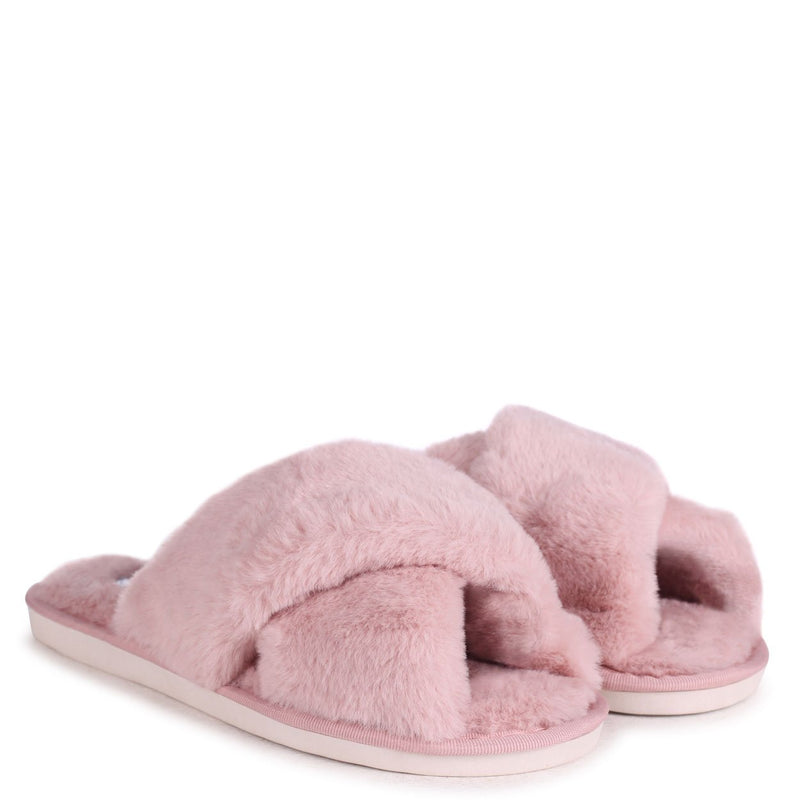 fluffy crossover slippers