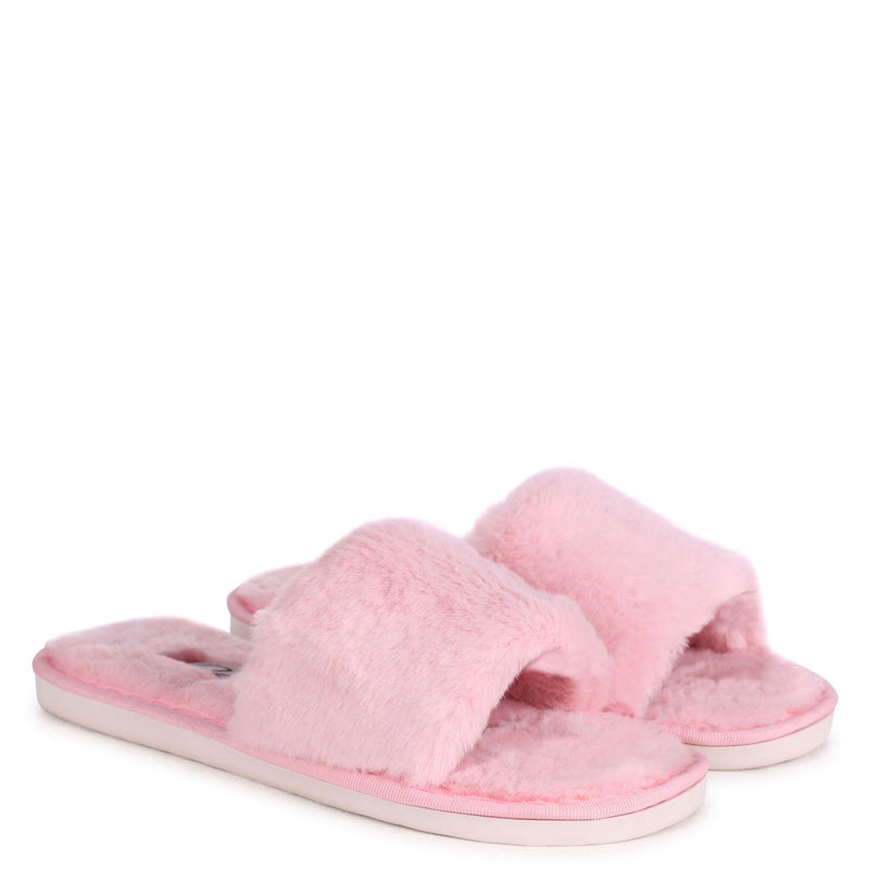 pink fluffy slippers