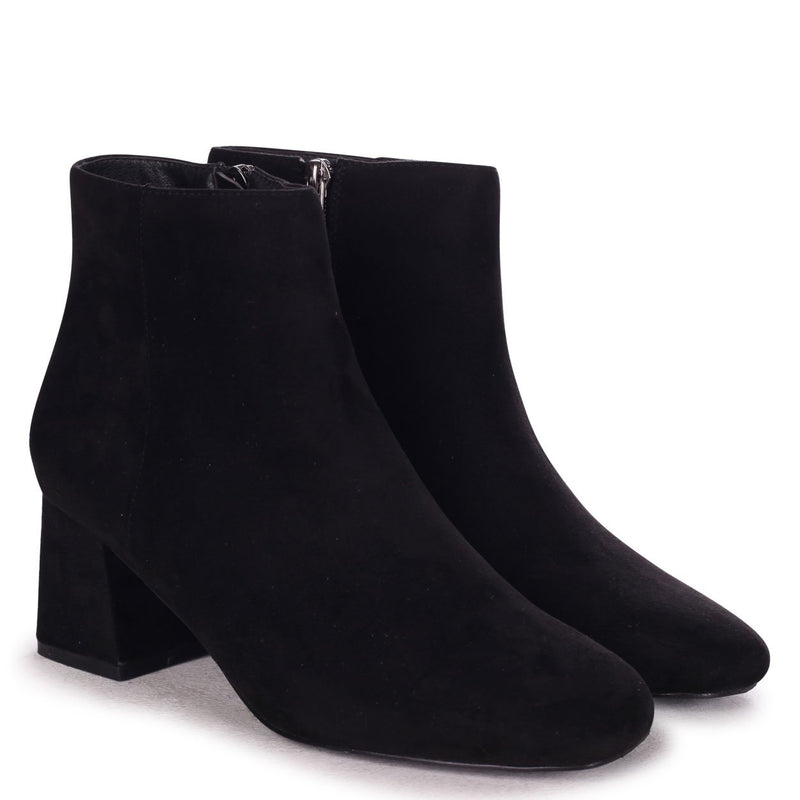 block heel black suede ankle boots