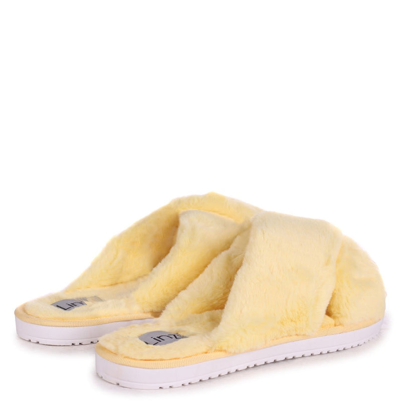 yellow fluffy slippers