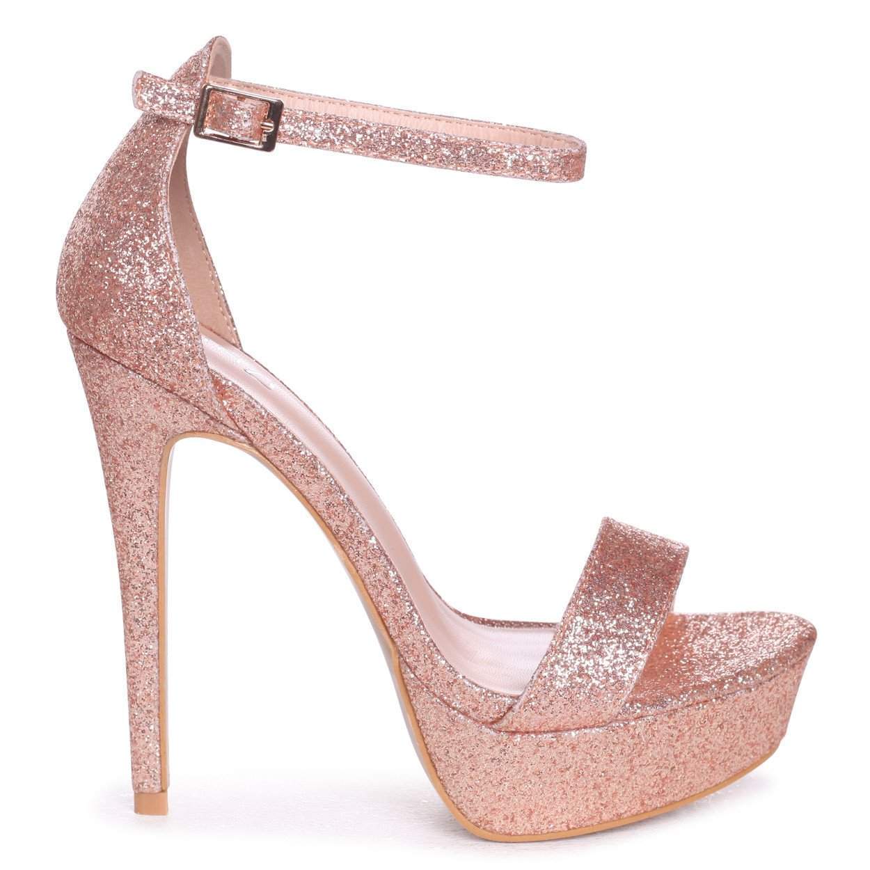 rose gold glitter platform heels