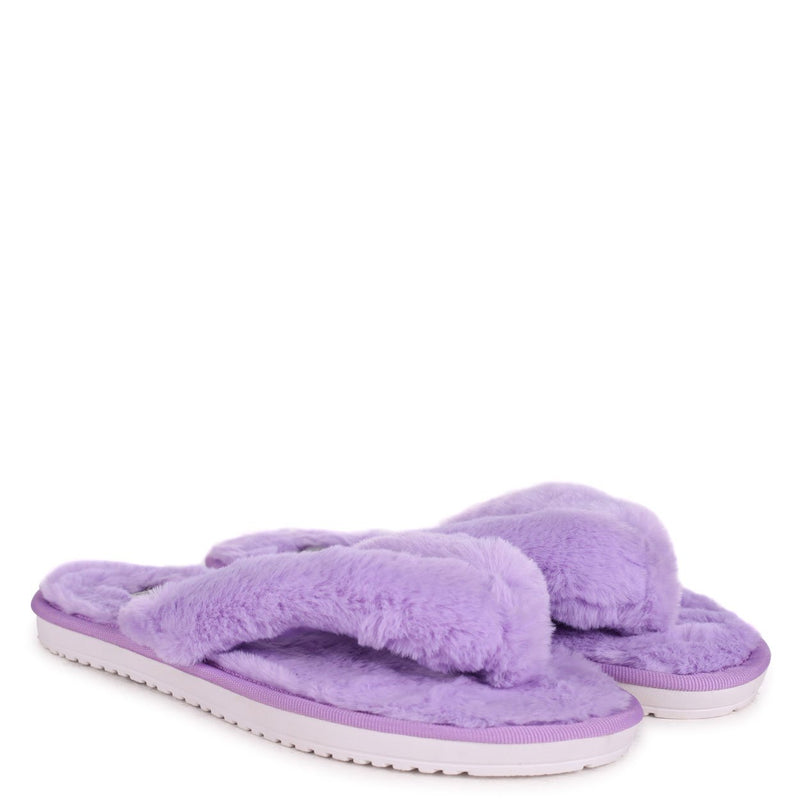 toe post fluffy slippers