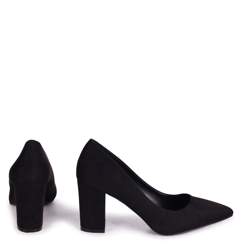 white block heel court shoes