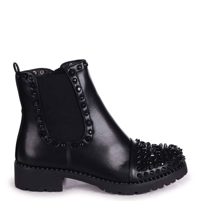 black studded toe boots