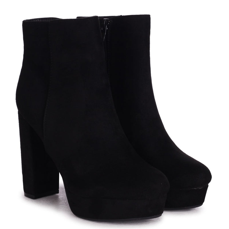 black suede platform boots