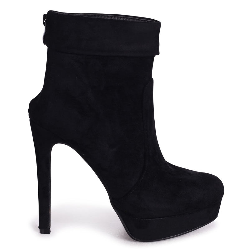 FAITH - Black Suede Platform Boot With 