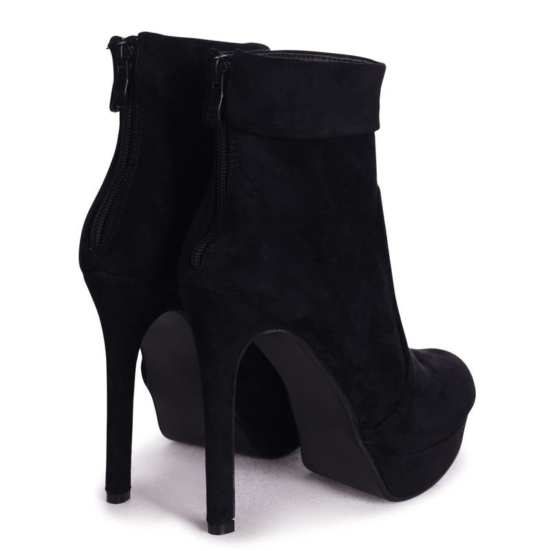 FAITH - Black Suede Platform Boot With 