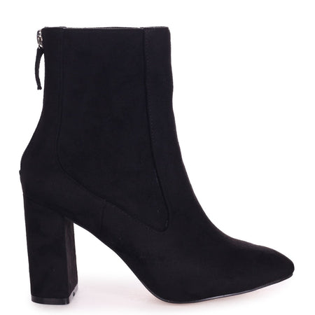 black suede block heel boots