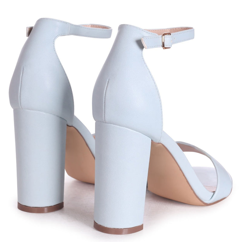 pastel blue block heels